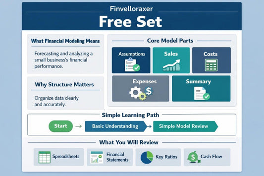 Finvelloraxer Free Set with financial modeling concepts on a blue background