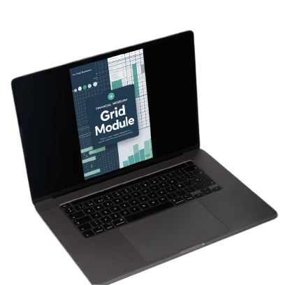 Laptop with a grid module on the screen on a white background
