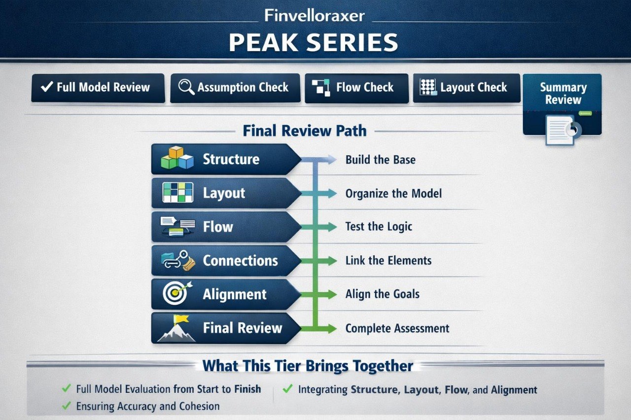 Diagram of a software tool's review process with steps labeled 'Structure', 'Layout', 'Flow', 'Connections', 'Alignment', and 'Final Review'.
